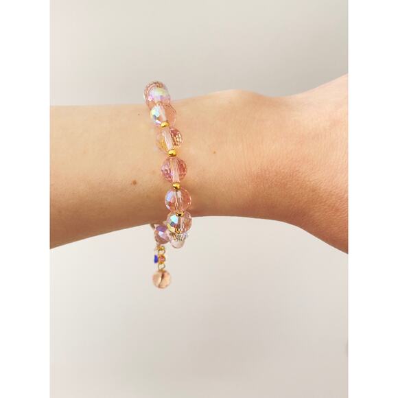 Pink Swarovski Beaded Charm Bracelet - Picture 10 of 12